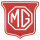 MG-Emblem im K&uuml;hlergrill, rot mit Silberschrift