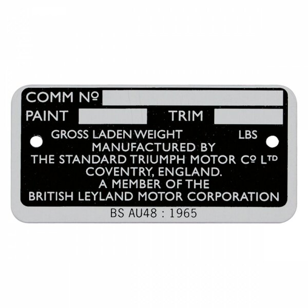 Chassis-Nummern-Plakette,  TR6CP