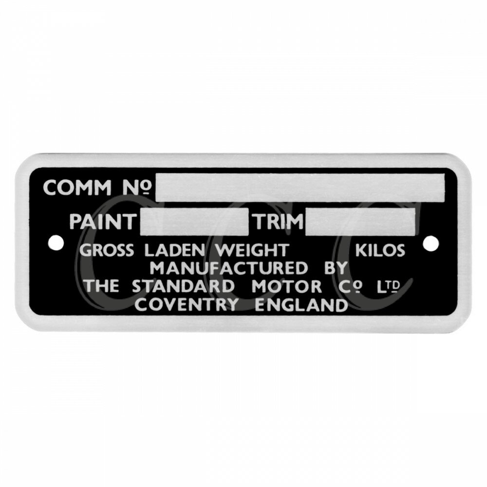 COMMISSION PLATE TR4A (KILOS) - Your Shop for British Classic Cars, C