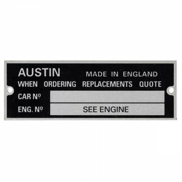 Chassis-Nummer-Plakette  (rechteckig)  Austin