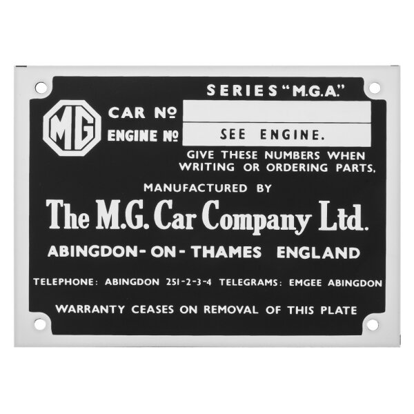 Chassis-Nummer-Plakette  (gross)   MGA 57-