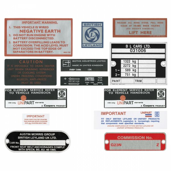 Schilder- und Aufkleber-Satz                      MGB Roadster 75-80