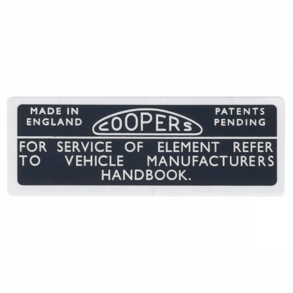 Aufkleber  Coopers- Luft-Filter