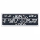 Aufkleber  Coopers- Luft-Filter