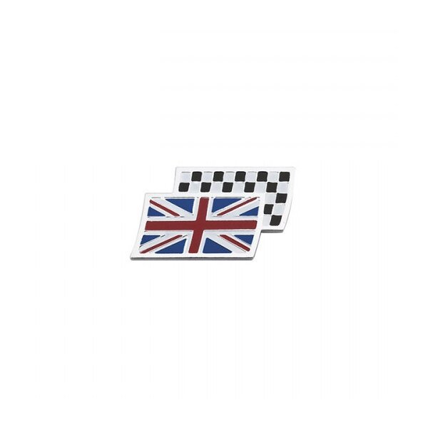 BADGE UNION JACK &amp; CHEQUERED FLAG SMALL