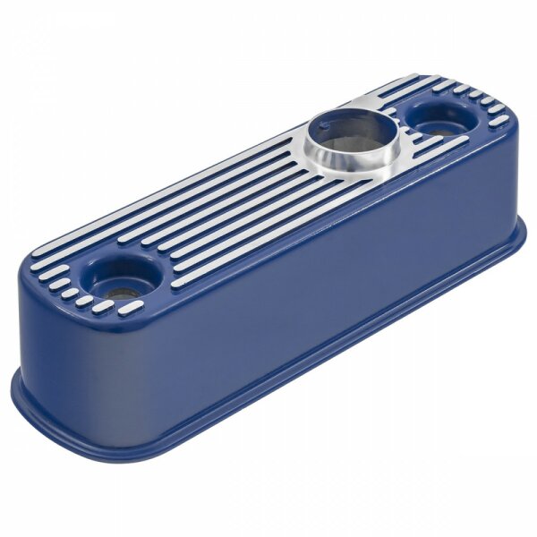 ROCKER COVER, ALLOY, RIBBED, BLUE