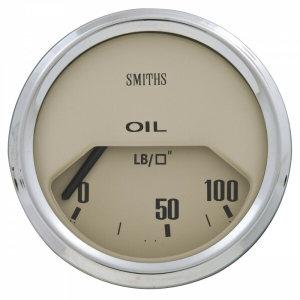 &Ouml;ldruckanzeige PSI, magnolia/beige, Chromring, Smiths, 52 mm