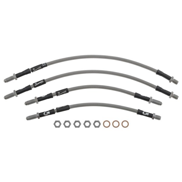 BRAKE HOSE SET, STAINLESS STEEL BRAIDED, GOODRIDGE, CLEAR
