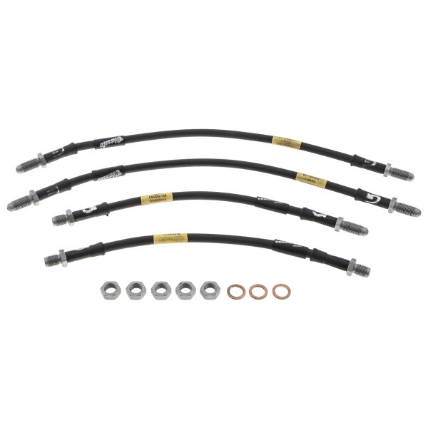 BRAKE HOSE SET, STAINLESS STEEL BRAIDED, GOODRIDGE, BLACK