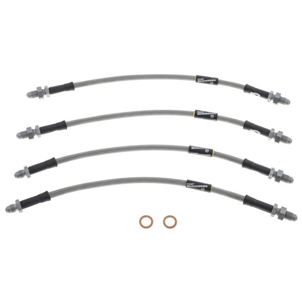 BRAKE HOSE SET, STAINLESS STEEL BRAIDED, GOODRIDGE, CLEAR