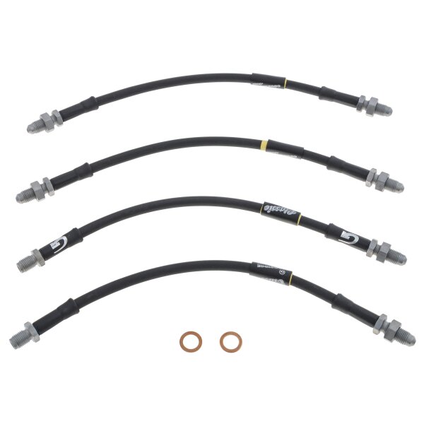 BRAKE HOSE SET, STAINLESS STEEL BRAIDED, GOODRIDGE, BLACK