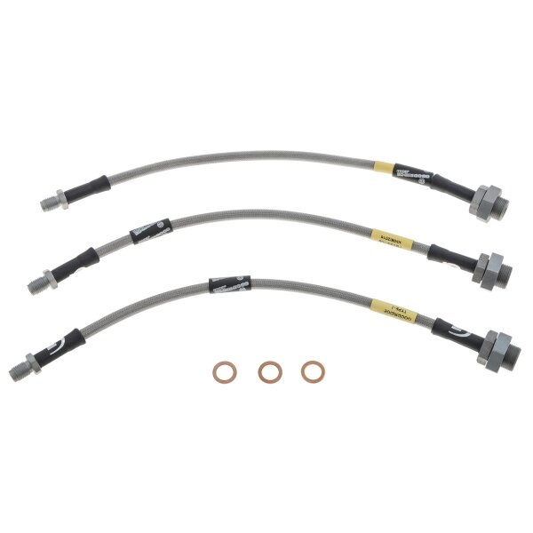 BRAKE HOSE SET, STAINLESS STEEL BRAIDED, GOODRIDGE, CLEAR, BSF UNIONS