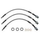 BRAKE HOSE SET, STAINLESS STEEL BRAIDED, CLEAR, UNF UNIONS