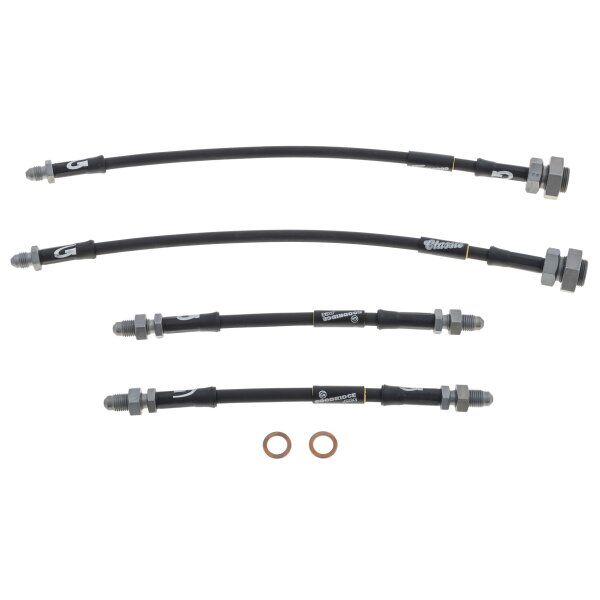BRAKE HOSE SET, STAINLESS STEEL BRAIDED, GOODRIDGE, BLACK, UNF UNION