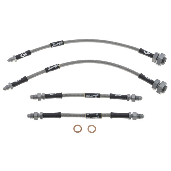 BRAKE HOSE SET, STAINLESS STEEL BRAIDED, GOODRIDGE, CLEAR