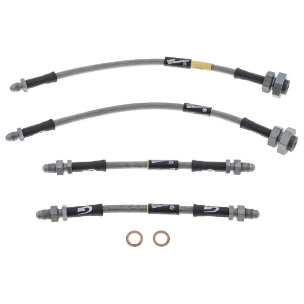 BRAKE HOSE SET, STAINLESS STEEL BRAIDED, GOODRIDGE, CLEAR