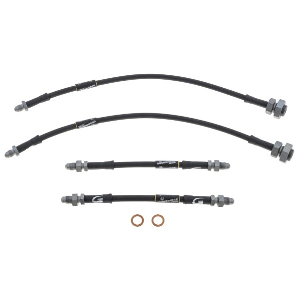 BRAKE HOSE SET, STAINLESS STEEL BRAIDED, GOODRIDGE, BLACK