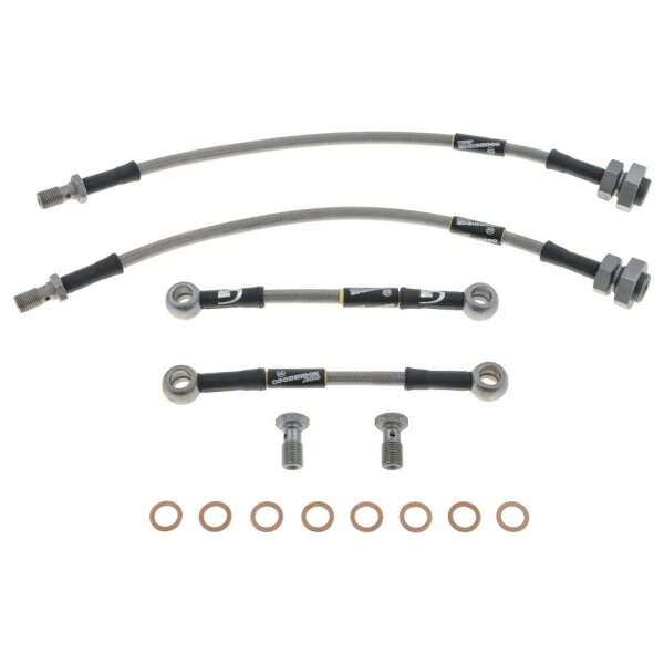 BRAKE HOSE SET, STAINLESS STEEL BRAIDED, GOODRIDGE, CLEAR