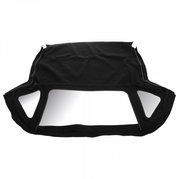 HOOD, FOLDING FRAME, MOHAIR, BLACK, NO HEADER RAIL, ZIP OUT REAR WINDOW