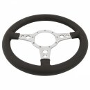 STEERING WHEEL, MOTO-LITA MK4, 13&quot; LEATHER RIM, POLISHED SPOKES, HOLES, FLAT