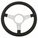 STEERING WHEEL, MOTO-LITA MK4, 15&quot; LEATHER RIM, POLISHED SPOKES, THIN SLOTS, DISHED