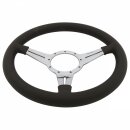 STEERING WHEEL, MOTO-LITA MK4, 15&quot; LEATHER RIM, POLISHED SPOKES, THIN SLOTS, DISHED