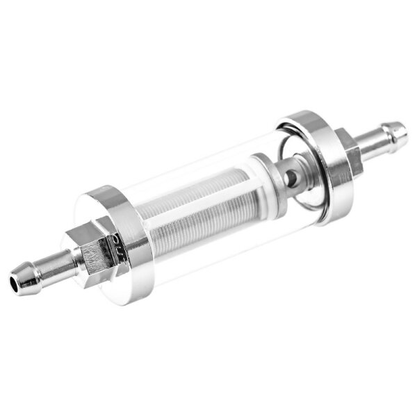 Benzinfilter  In-Line, Chrom/Glas,   1/4&quot; (6mm)