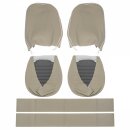 SEAT COVER SET, FRONT, VINYL, LIGHT STONE BEIGE/WHITE PIPING