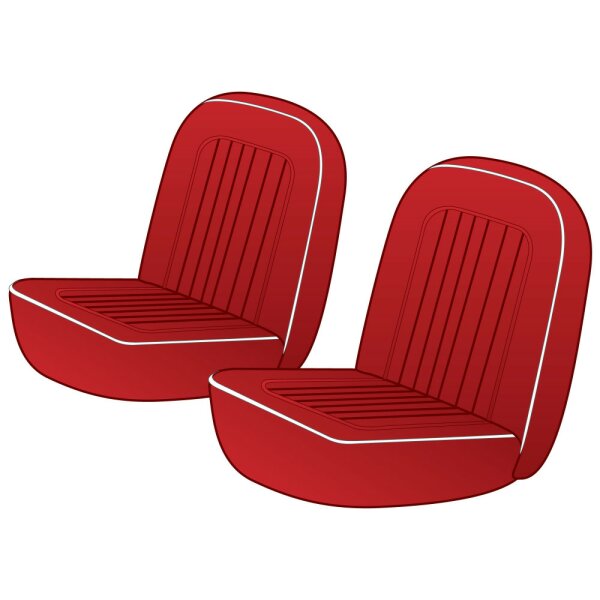 SEAT COVER SET, FRONT, VINYL, MATADOR RED/WHITE PIPING