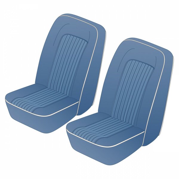 SEAT COVER SET, VINYL, SHADOW BLUE/WHITE PIPING, PAIR