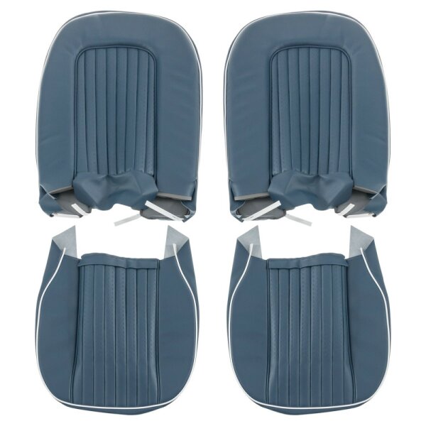 SEAT COVER SET, VINYL, MIDNIGHT BLUE/WHITE PIPING, PAIR