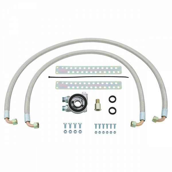 OIL COOLER INSTALLATION KIT, THERMOSTATIC, STAINLESS STEEL BRAIDED