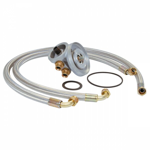 OIL COOLER INSTALLATION KIT, NON-THERMOSTATIC, STAINLESS STEEL BRAIDED