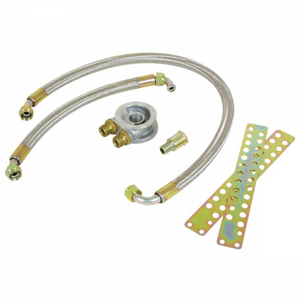 OIL COOLER INSTALLATION KIT, NON-THERMOSTATIC, STAINLESS STEEL BRAIDED