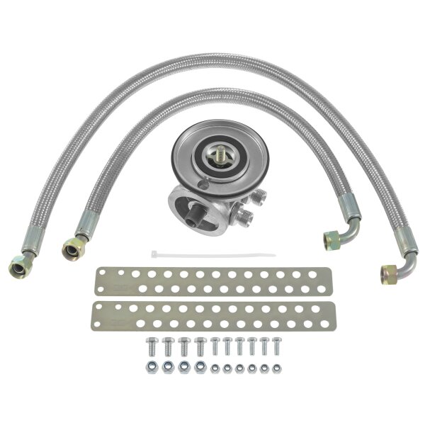 OIL COOLER INSTALLATION KIT, NON-THERMOSTATIC, STAINLESS STEEL BRAIDED