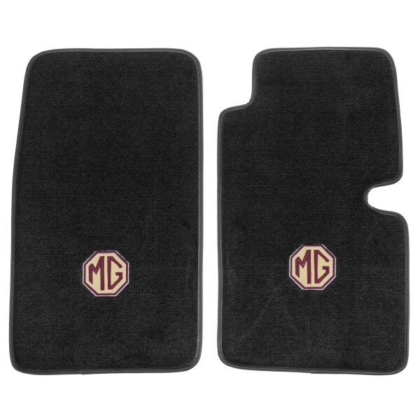 Fussmatten-Set. engmaschiger Teppich schwarz mit gesticktem MG-Logo, MIDGET LHD