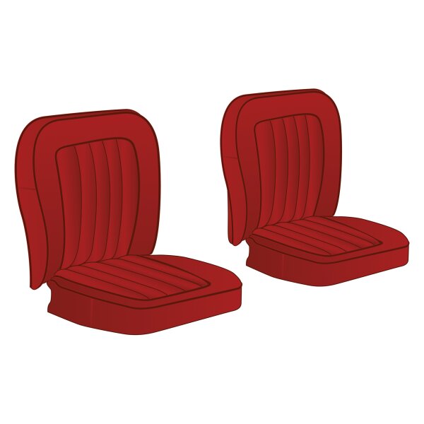 SEAT COVER SET, COMPETITION DELUXE, LEATHER, RED/RED PIPING, PAIR