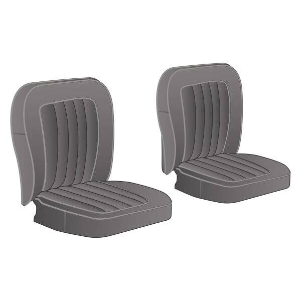 SEAT COVER SET, COMPETITION DELUXE, LEATHER, GREY/GREY PIPING, PAIR