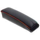ARMREST ASSEMBLY, LEATHER, BLACK/RED PIPING