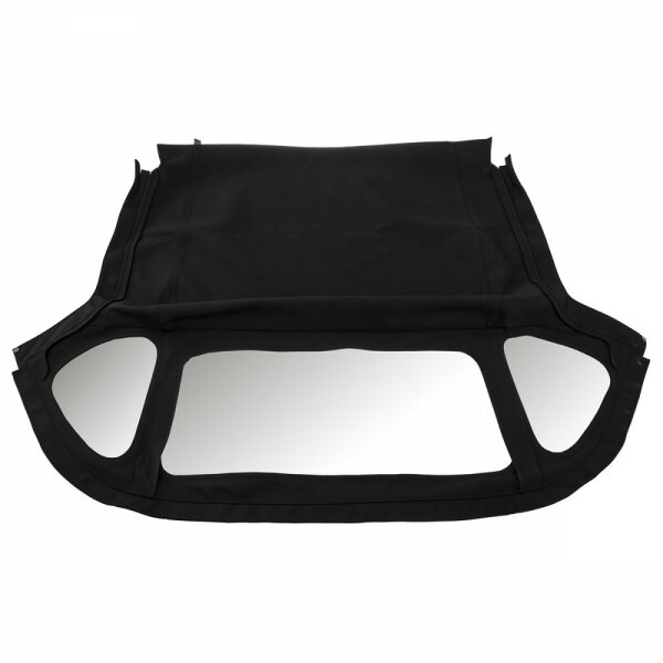 HOOD, FOLDING FRAME, MOHAIR, BLACK, NO HEADER RAIL, ZIP OUT REAR WINDOW, AFTERMARKET