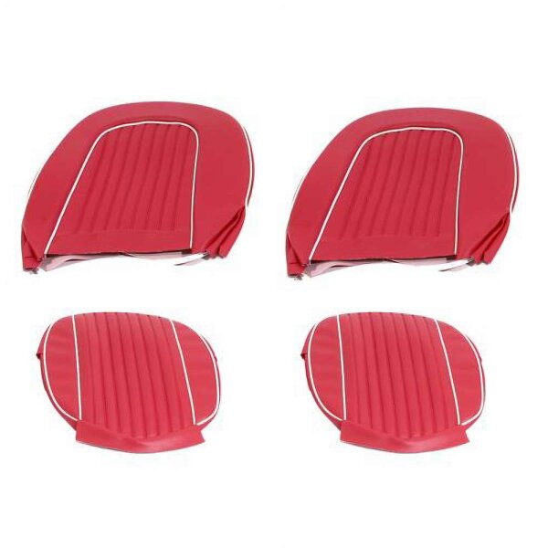 SEAT COVER KIT, VINYL, RED/WHITE, PAIR