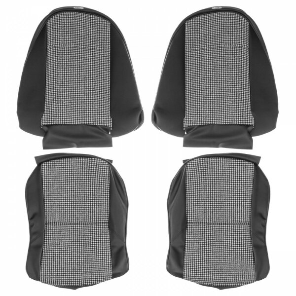 SEAT COVER KIT, RECLINING, WITHOUT HEADREST, VINYL/CLOTH, BLACK/WHITE HOUNDSTOOTH, PAIR