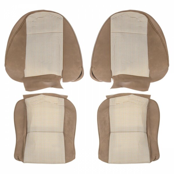 SEAT COVER KIT, RECLINING, WITHOUT HEADREST, VINYL/CLOTH, BEIGE/WHITE HOUNDSTOOTH, PAIR