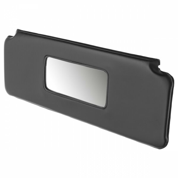 SUN VISOR, BRACKET TYPE, WITH MIRROR, BLACK WITH WHITE BACKING