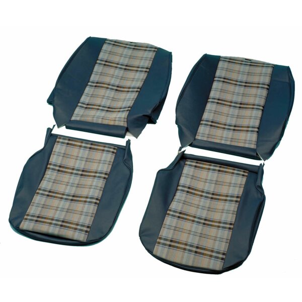 SEAT COVER SET VINYL, NAVY WITH NAVY CHECK