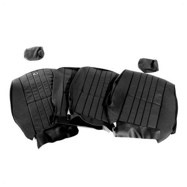 SEAT TRIM COVER KIT - SMALL TYPE HEADREST - BLACK LEATHER