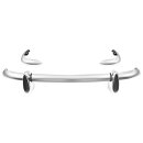 Stossstangen-Satz vorne &amp; hinten 5-teilig, inkl. Schrauben, Edelstahl poliert